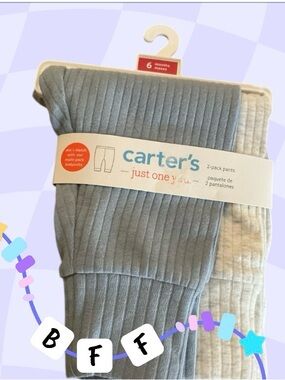 Buy one get one 50% off Carter's Ribbed Baby Pants - Blue & Light Gray
